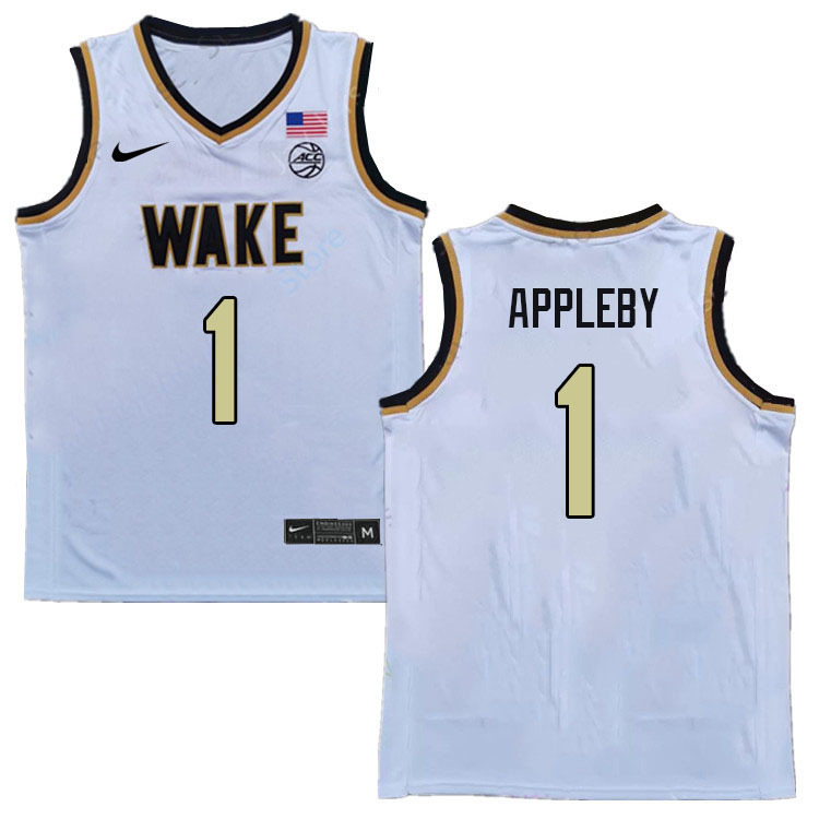 Men #1 Tyree Appleby Wake Forest Demon Deacons 2022-23 College Stitchec Basketball Jerseys Sale-Whit
